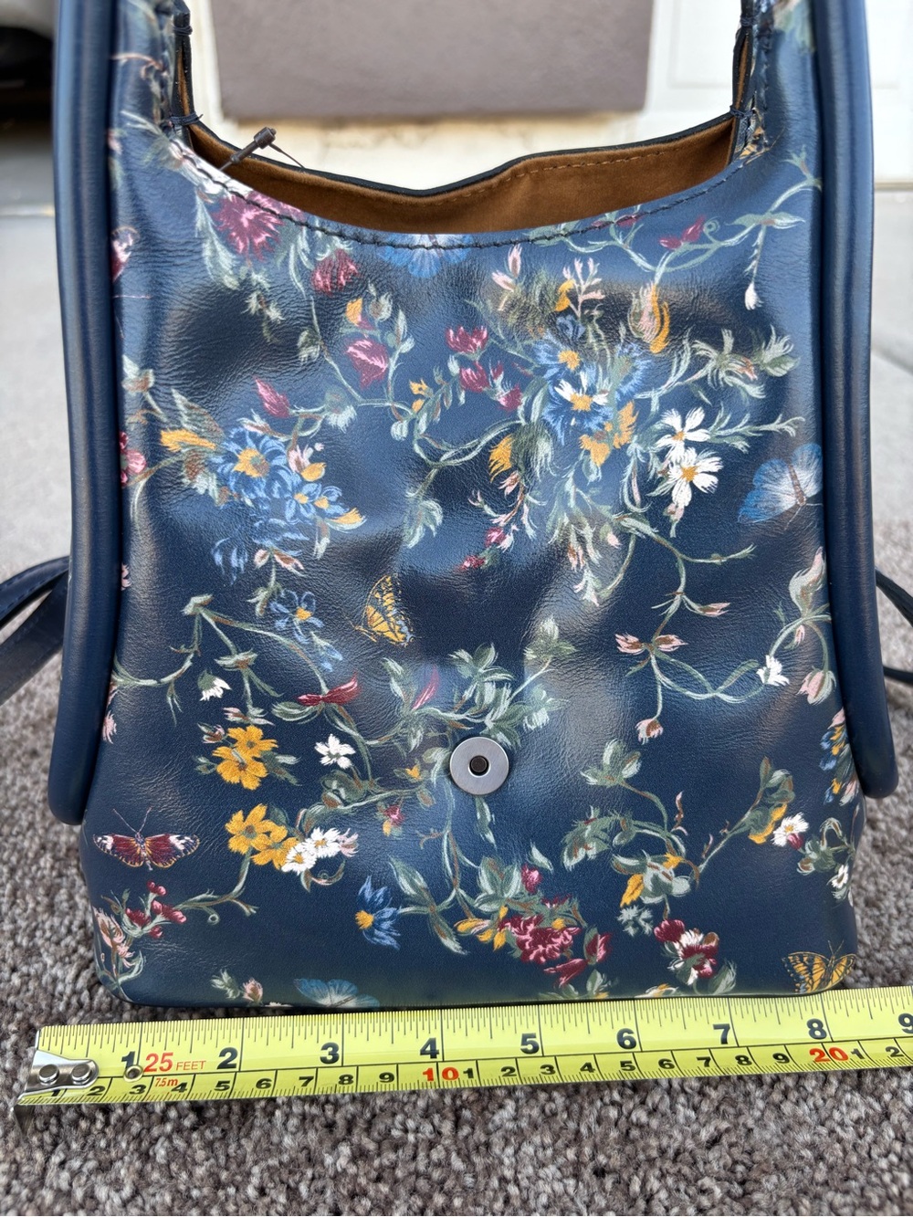 NWT Patricia Nash Navy Floral Leather Shoulder Bag.Halina style - Picture 6 of 6
